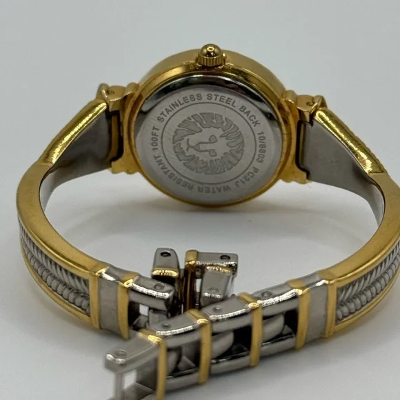 Anne Klein Gold and Silver tone Women's Bangle Watch with diamonds - Picture 4 of 14